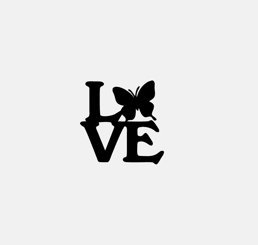 Love Block with Butterfly Decorative Phrase