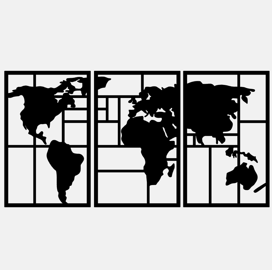 World Map Modern Wall Panels