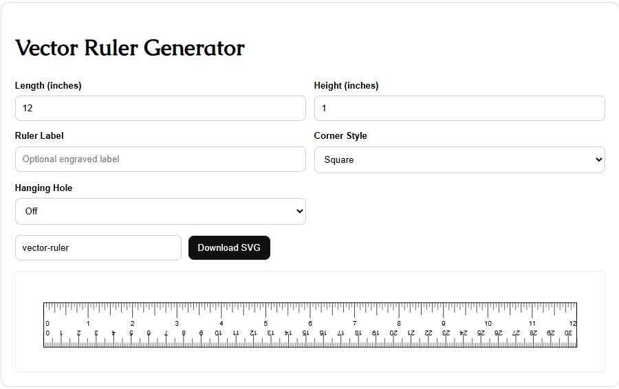Free Vector Ruler Generator | LaserFileFinder